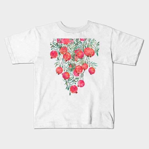 red orange pomegranate watercolor 2020 Kids T-Shirt by colorandcolor